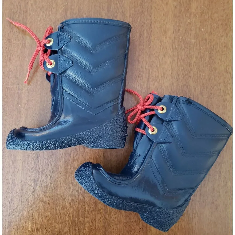 Childrens Waterproof‎ Snowboots Toddler 7 Fleece Lined Chevron Lace Up Navy